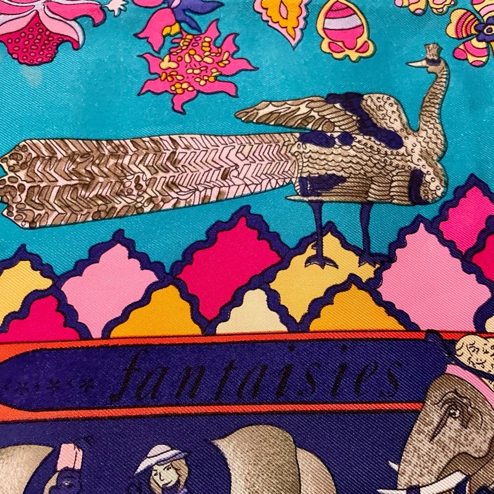 RARE Vintage (90s)Hermes Silk Twill “Fantaisies Indiennes" by Loïc Dubigeon … - Picture 7 of 10
